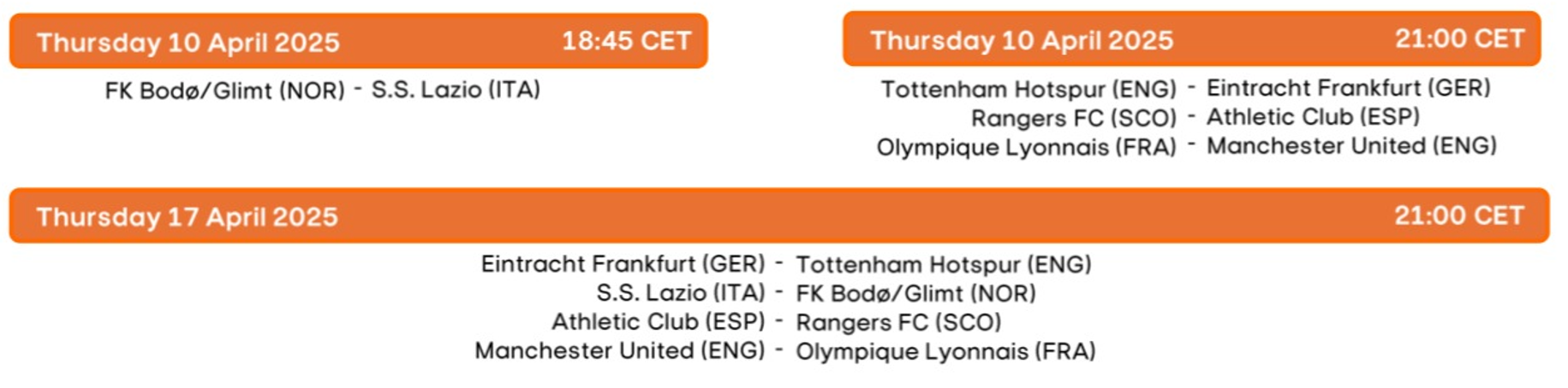 HORARIOS EUROPA LEAGUE