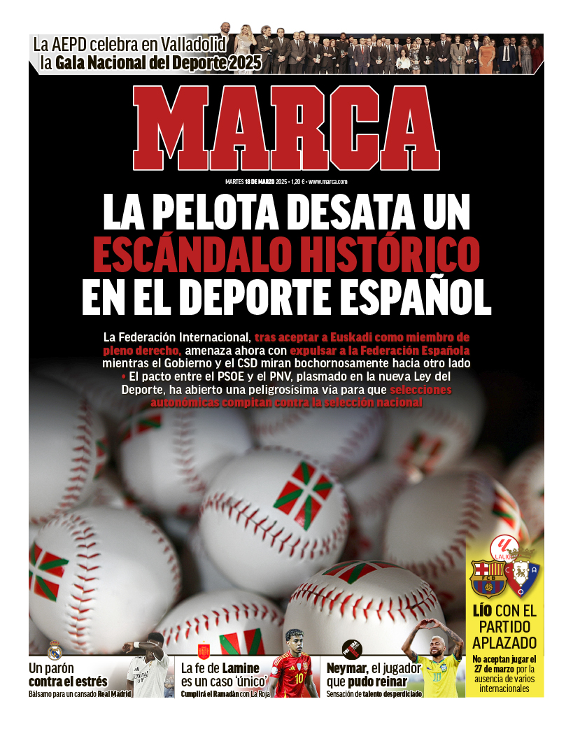 Portada de MARCA del martes 18 de marzo de 2025.