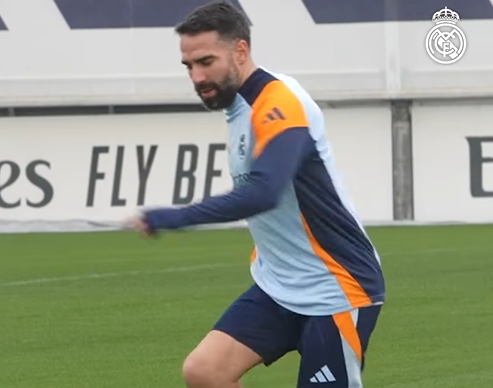 Dani Carvajal se entrena en Valdebebas