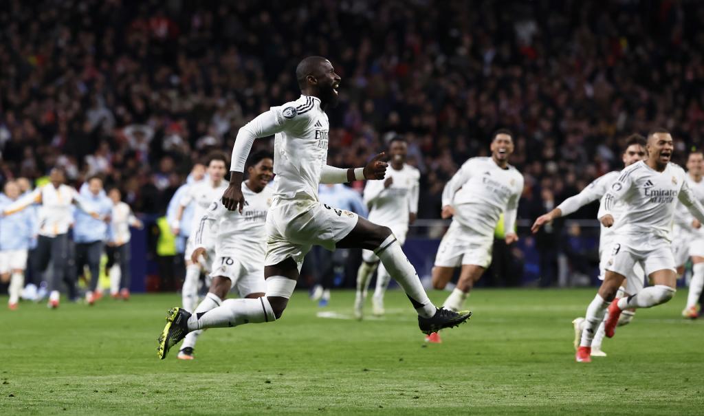 ESTADIO METROPOLITANO PARTIDO VUELTA ATLETICO-REAL MADRID, DERBI rudiger celebra tras marcar el penalti decisivo