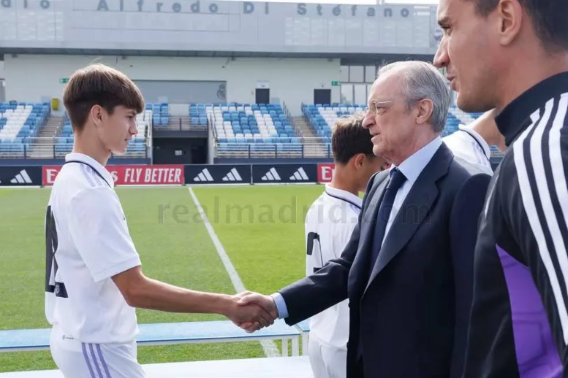 Company, saludando a Florentino recién aterrizado en el Madrid en 2023.