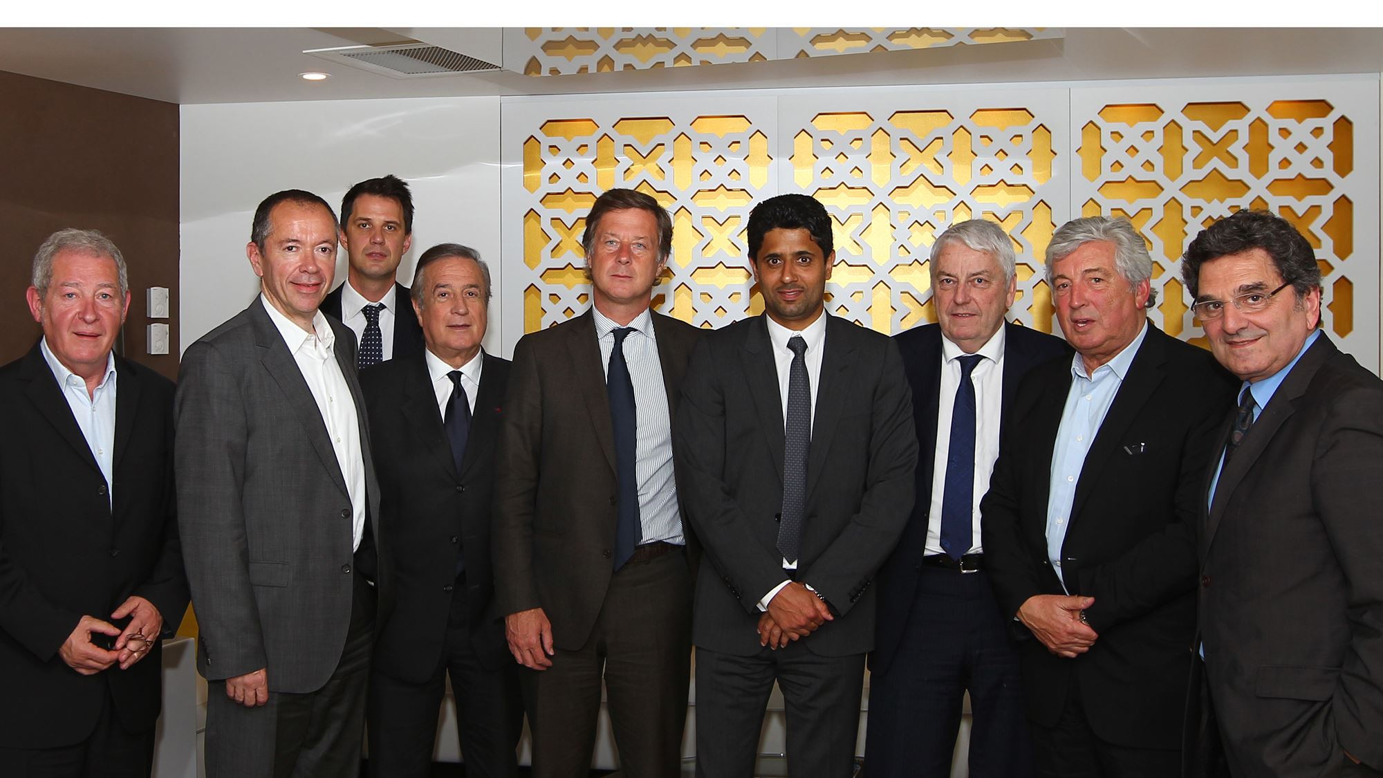 Al Khelaifi, con todos los ex presidentes del PSG