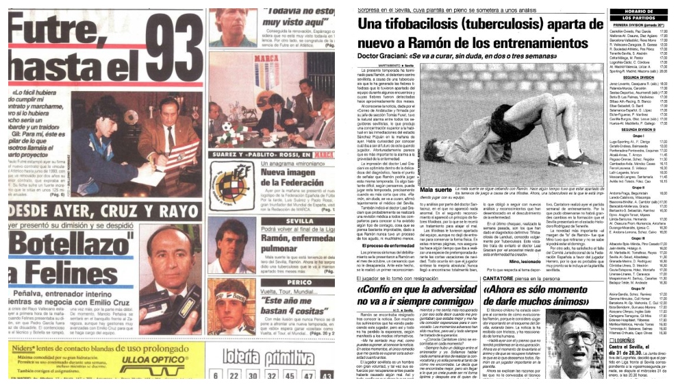 Portada de MARCA y página del 19 de enero de 1990.