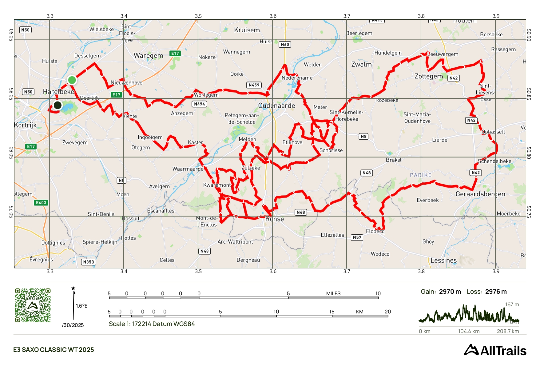 Recorrido de la E3 Saxo Classic 2025.