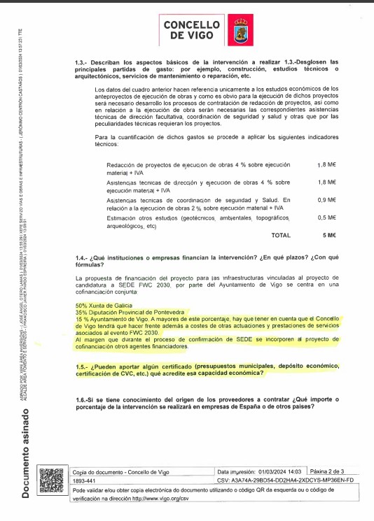 Parte del documento enviado a la RFEF