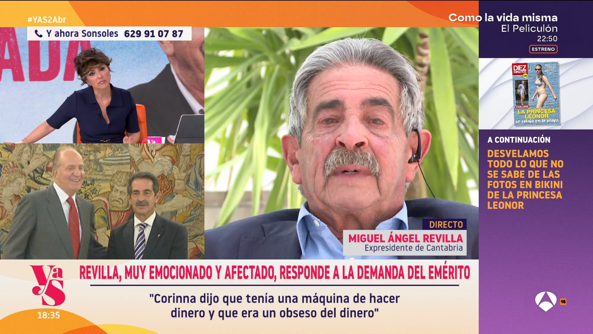 Miguel Ángel Revilla in and now Sonsoles