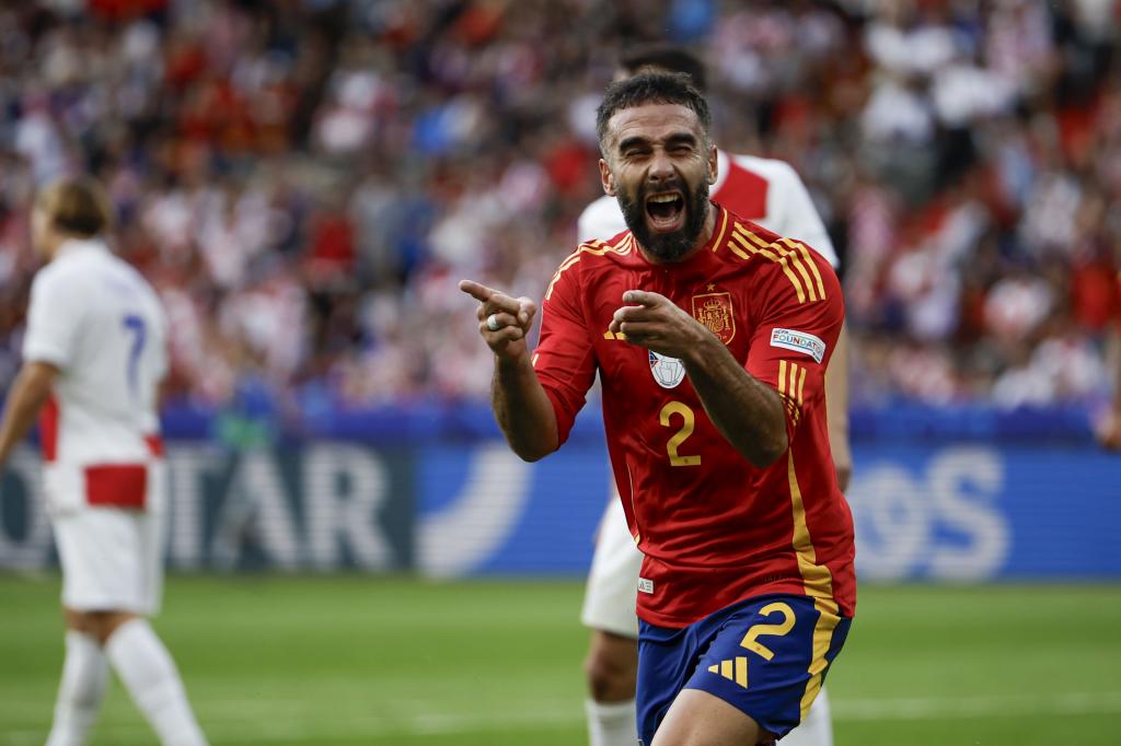 Dani Carvajal, con la selección en la Eurocopa