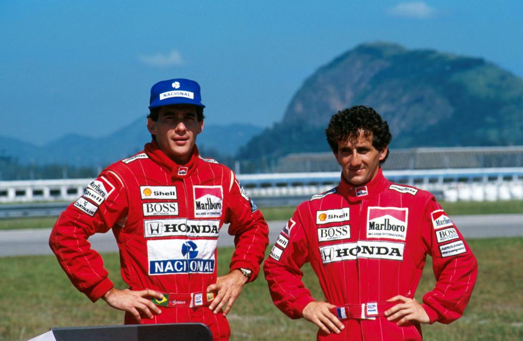 Ayrton Senna y Alain Prost en el GP de Brasil 1989.
