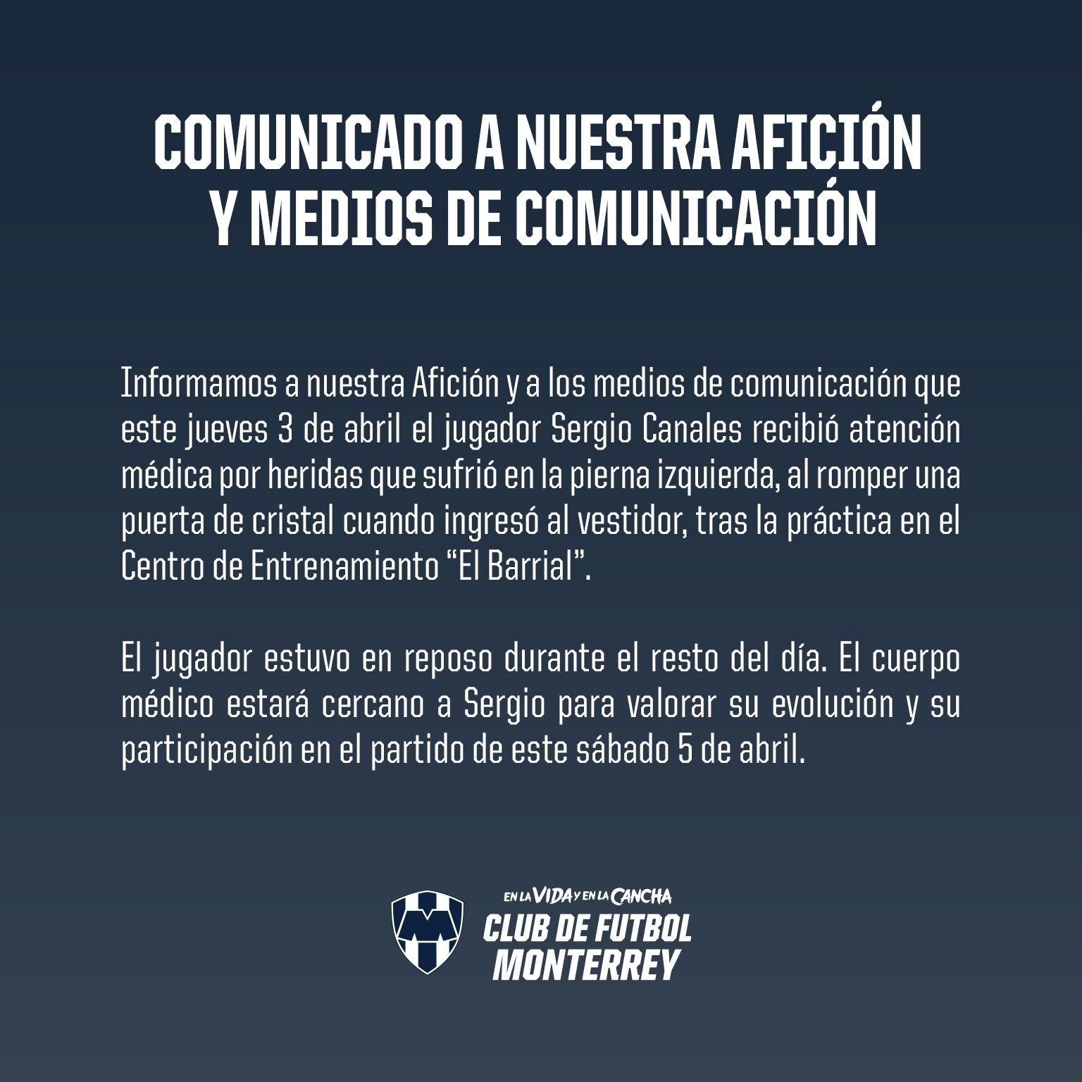 Comunicado oficial de Monterrey.