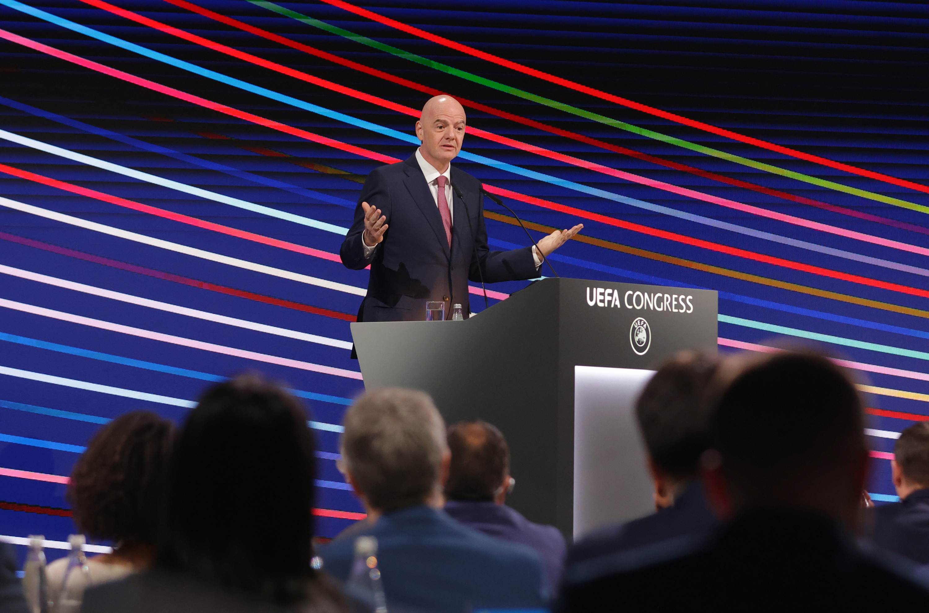 Infantino, durante el congreso de la UEFA en Belgrado.