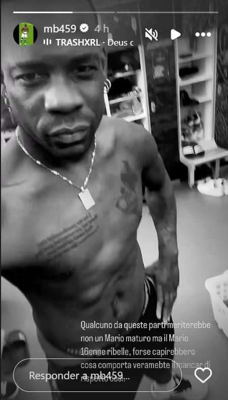 La pubblicazione di Balotelli sul suo account 
