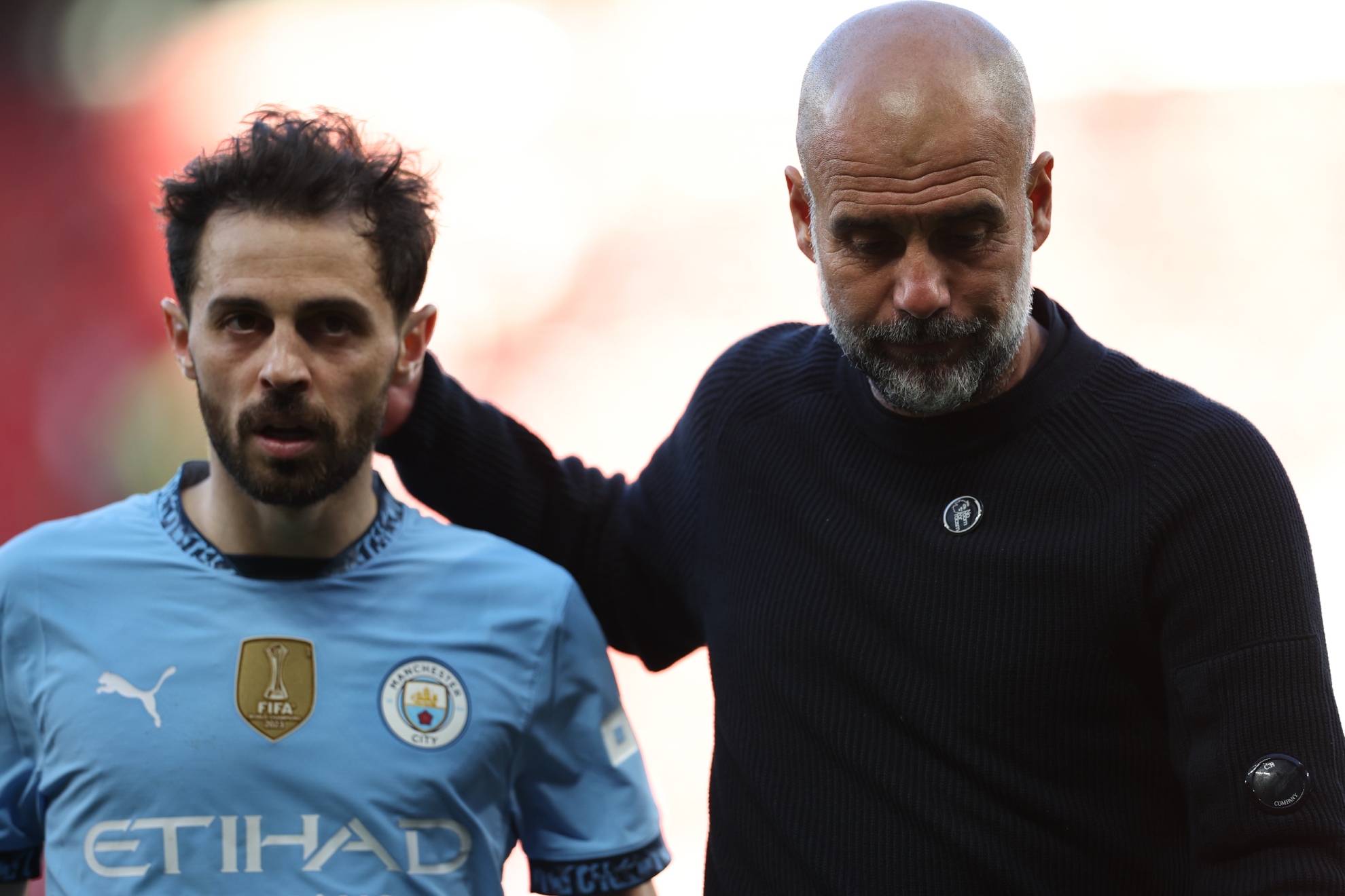 Pep Guardiola with Bernardo Silva.