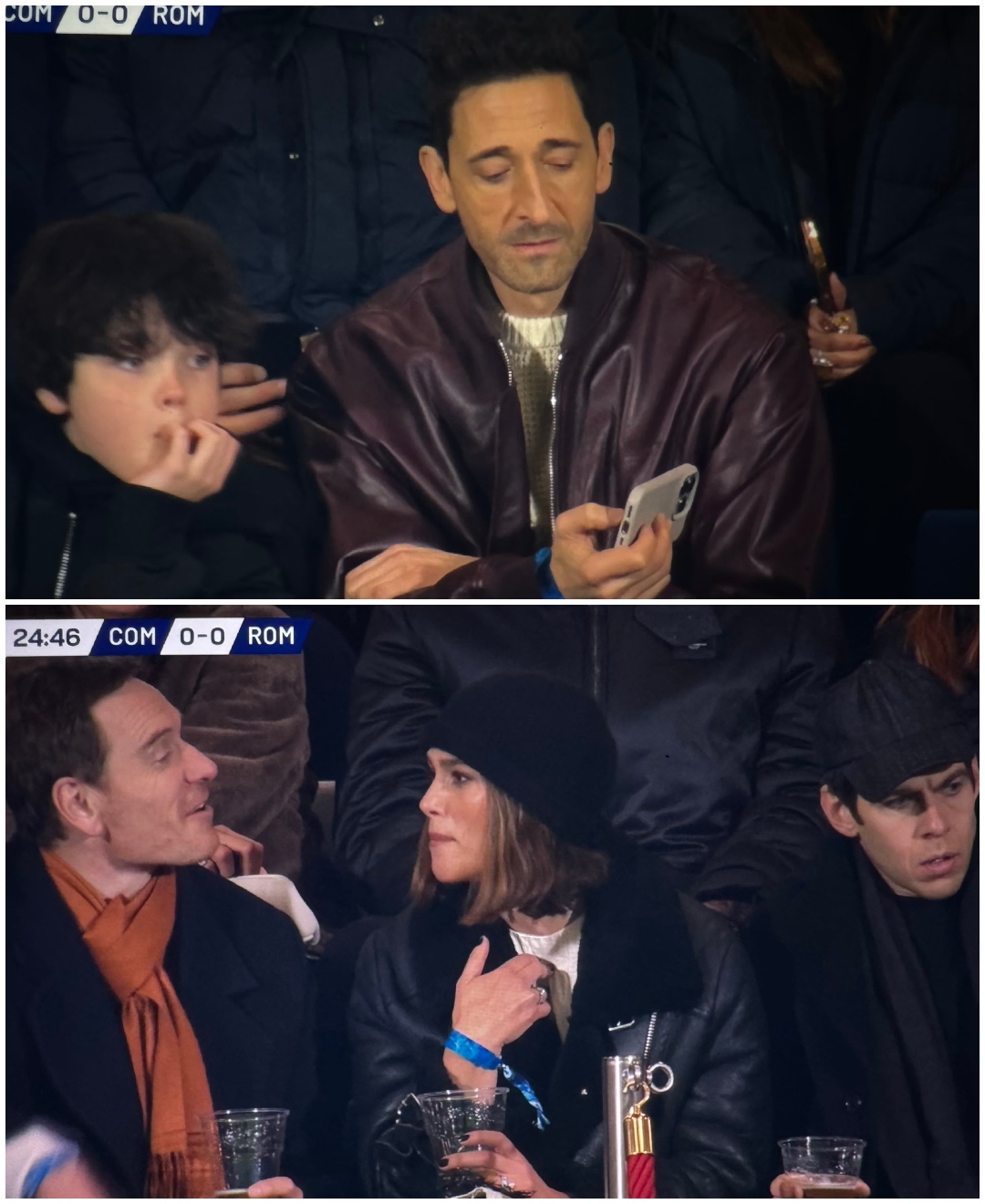 Adrien Brody, Michael Fassbender, Keira Knightley e James Righton nella scatola di come.