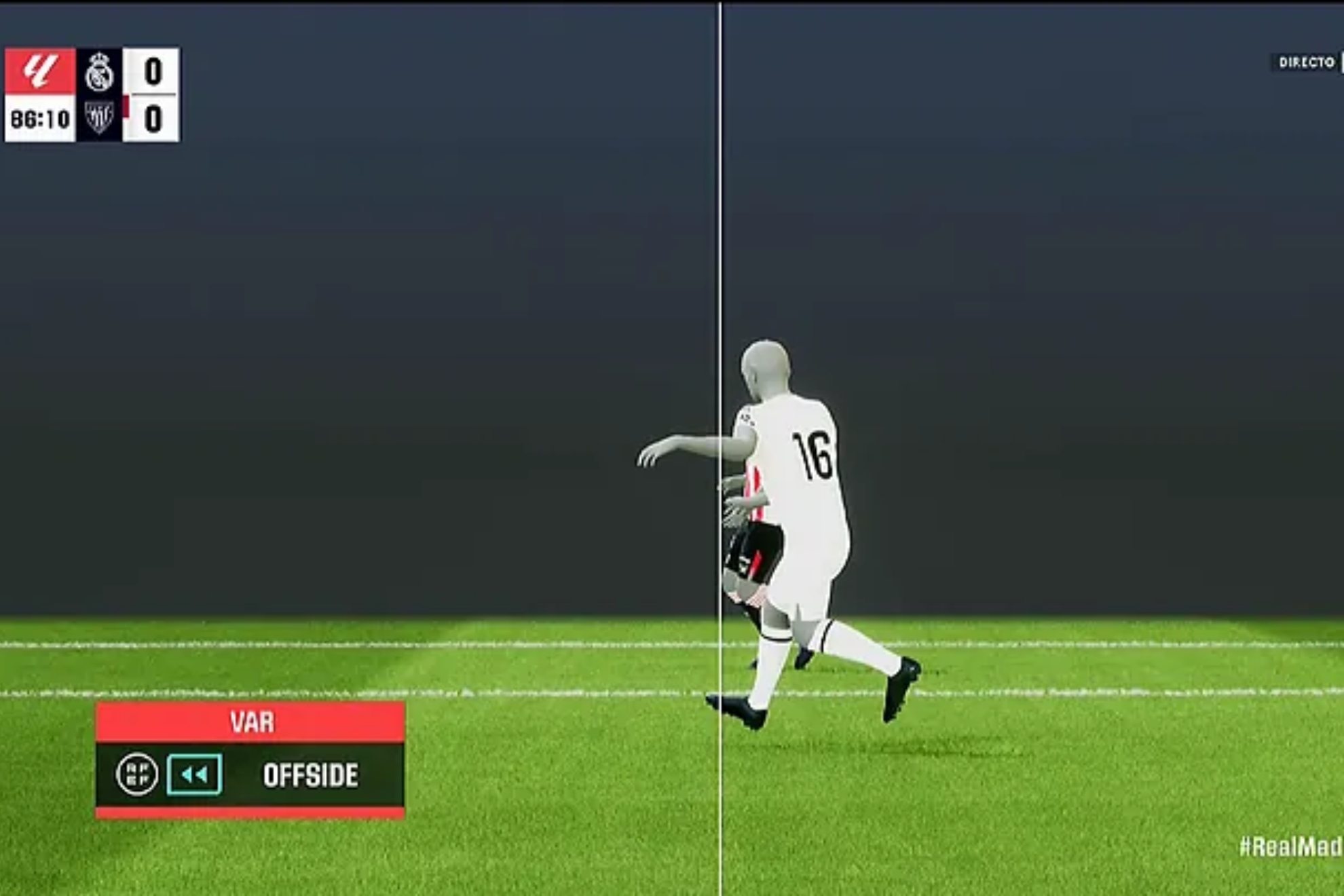 La captura del fuera de juego de Endrick.