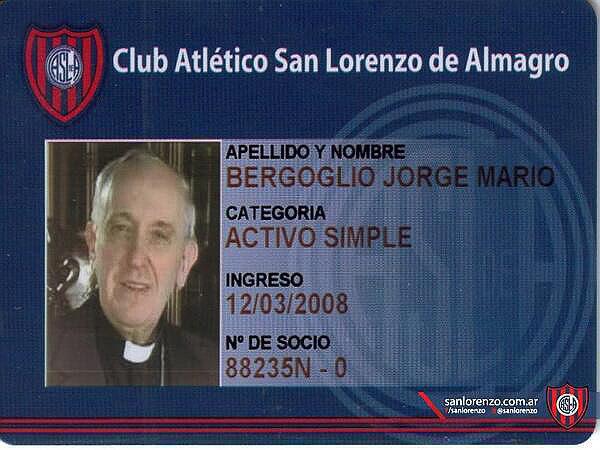 Pope Francis's membership card.