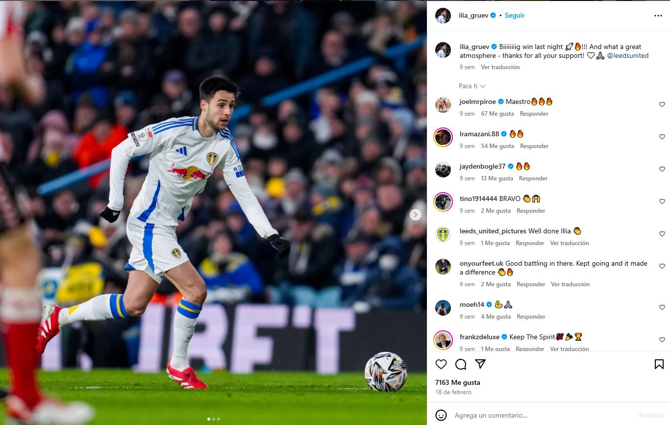 Gruev drives the ball with the Leeds.