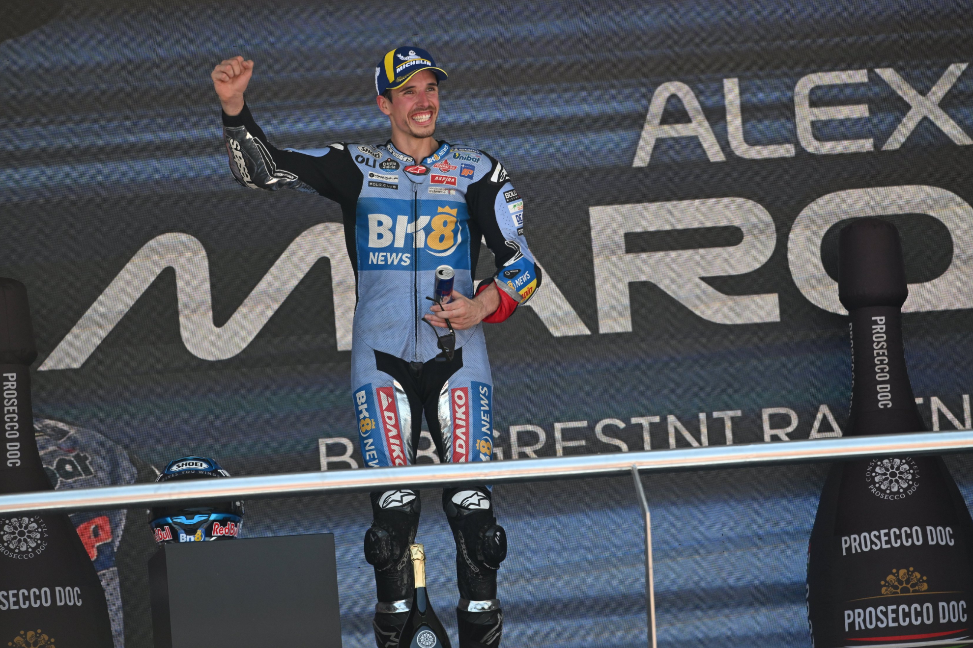 Álex Márquez, en el podio de Jerez.