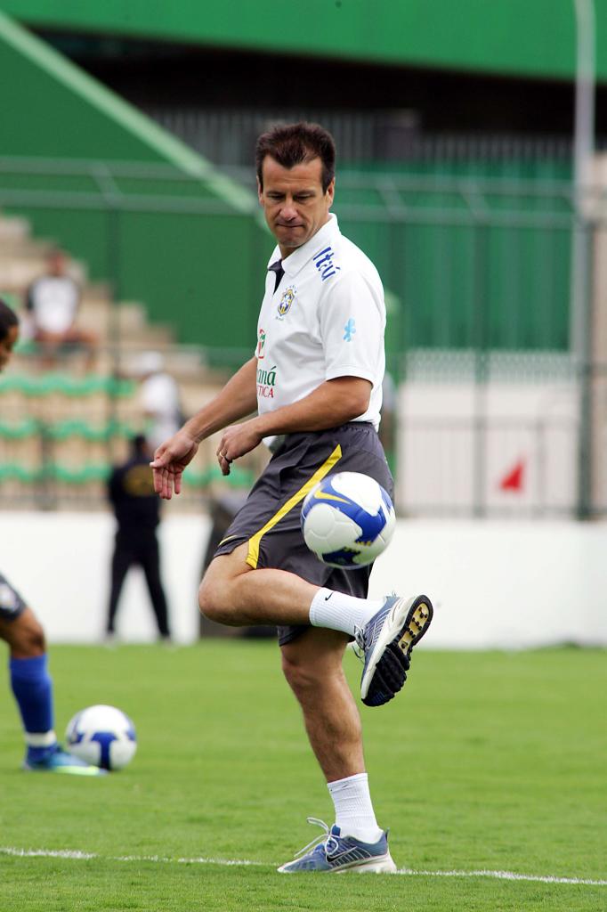 Dunga controls the ball in training