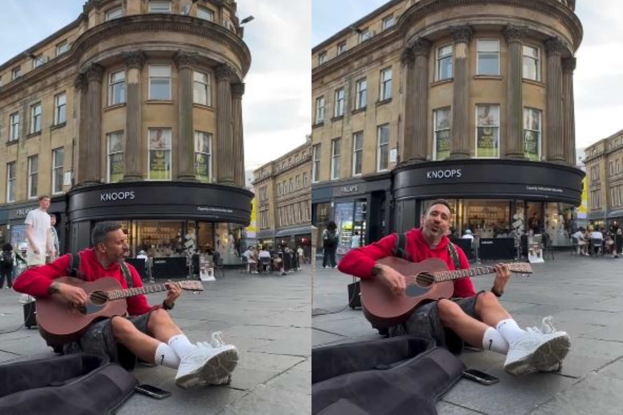 Jonah Gutiérrez touches the guitar on Newcastle
