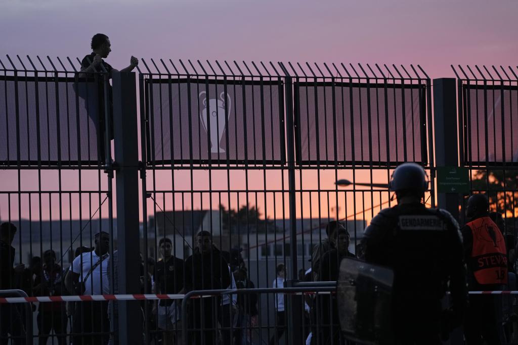 A fan trying to enter the game between Liverpool and Real Madrid