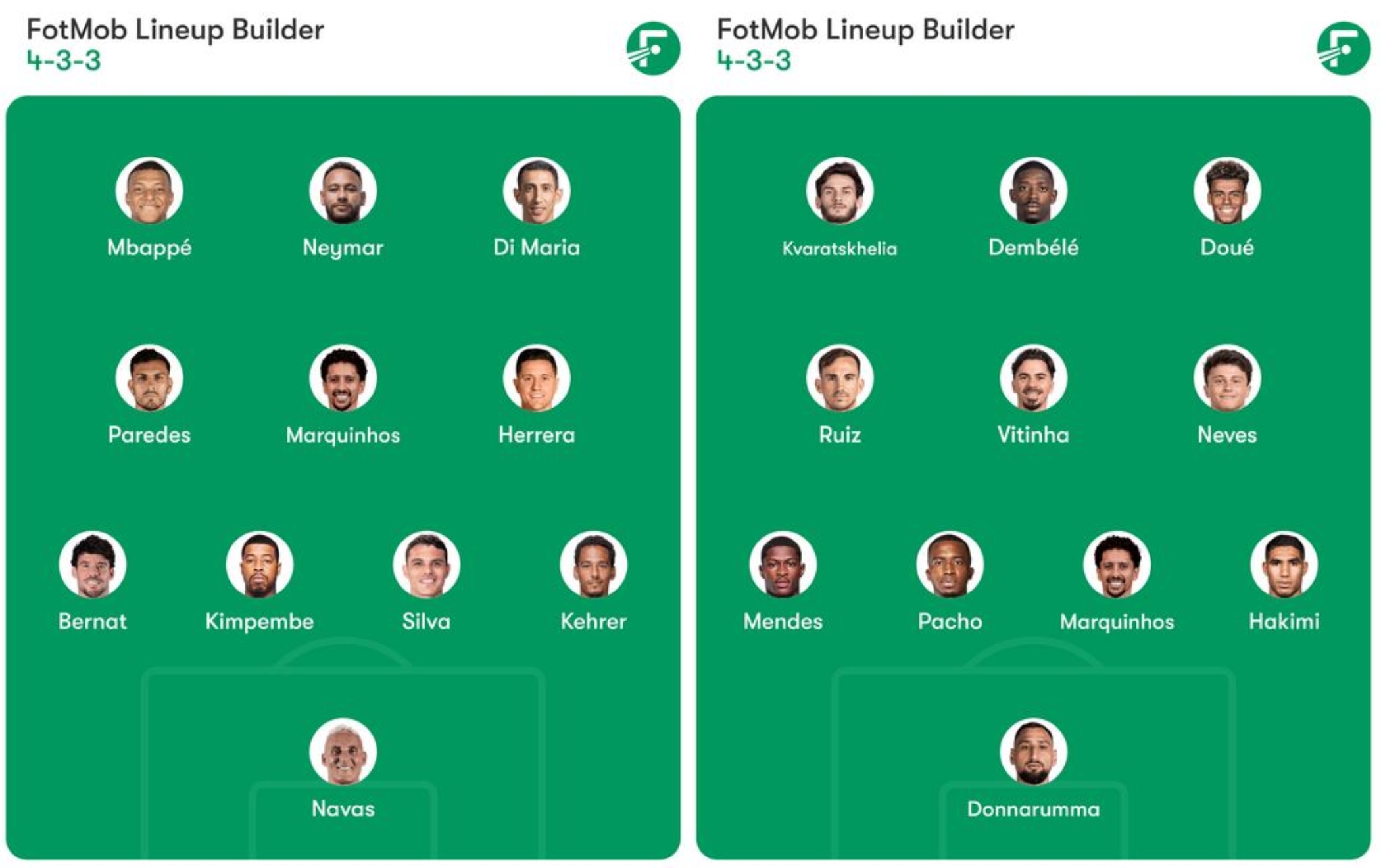 El once que presentó el PSG en la final contra el Bayern vs. el teórico once que podría presentar contra el Inter.