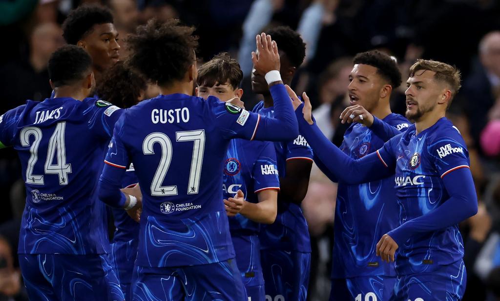 Chelsea players celebrating.