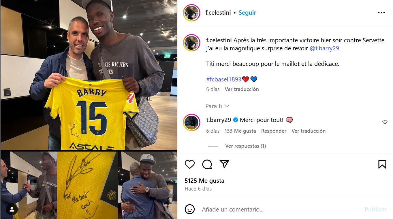 The Dedicate of Thierno Barry to Celestini: "For the best coach"