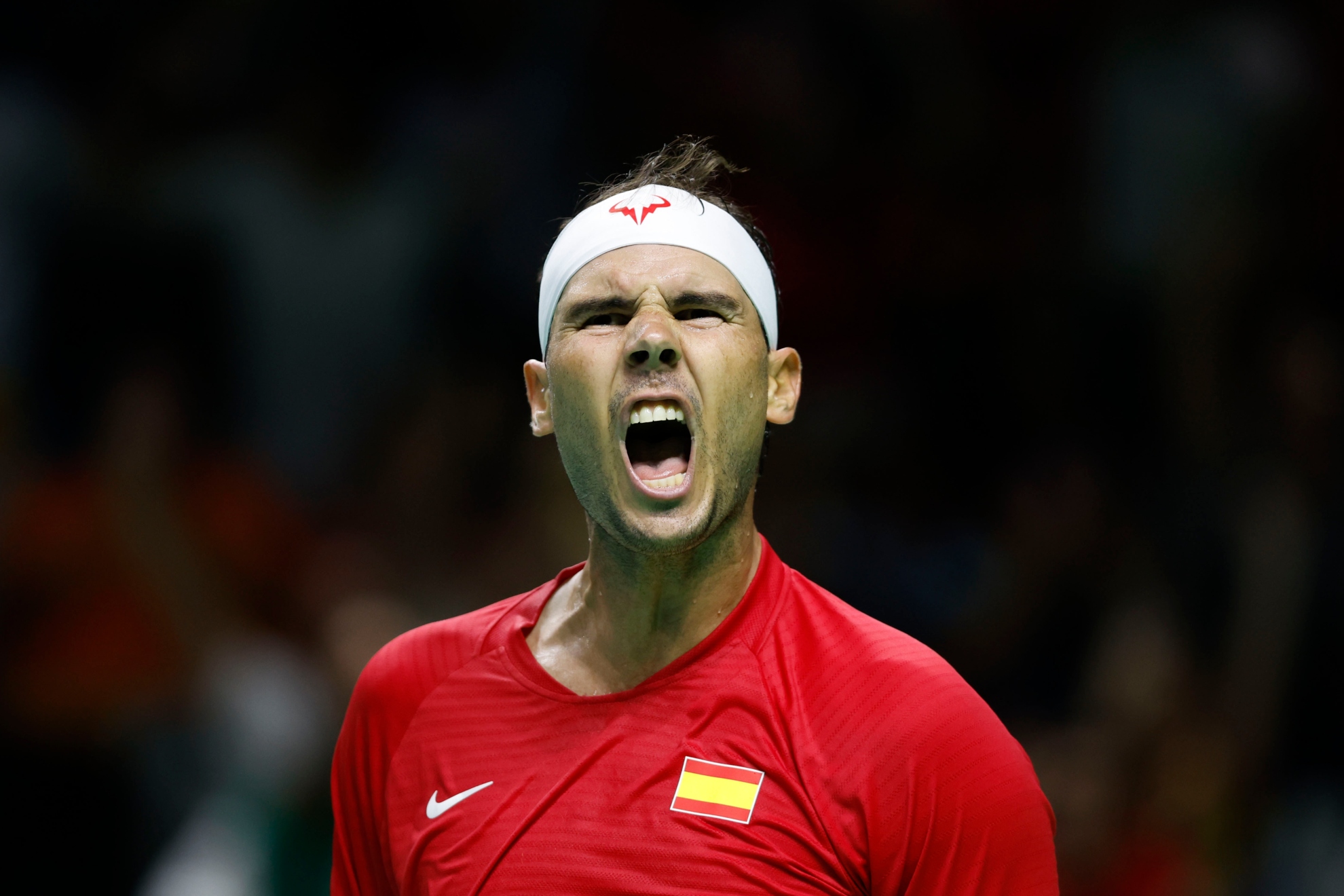 Rafa Nadal celebra un punto en la Copa Davis.