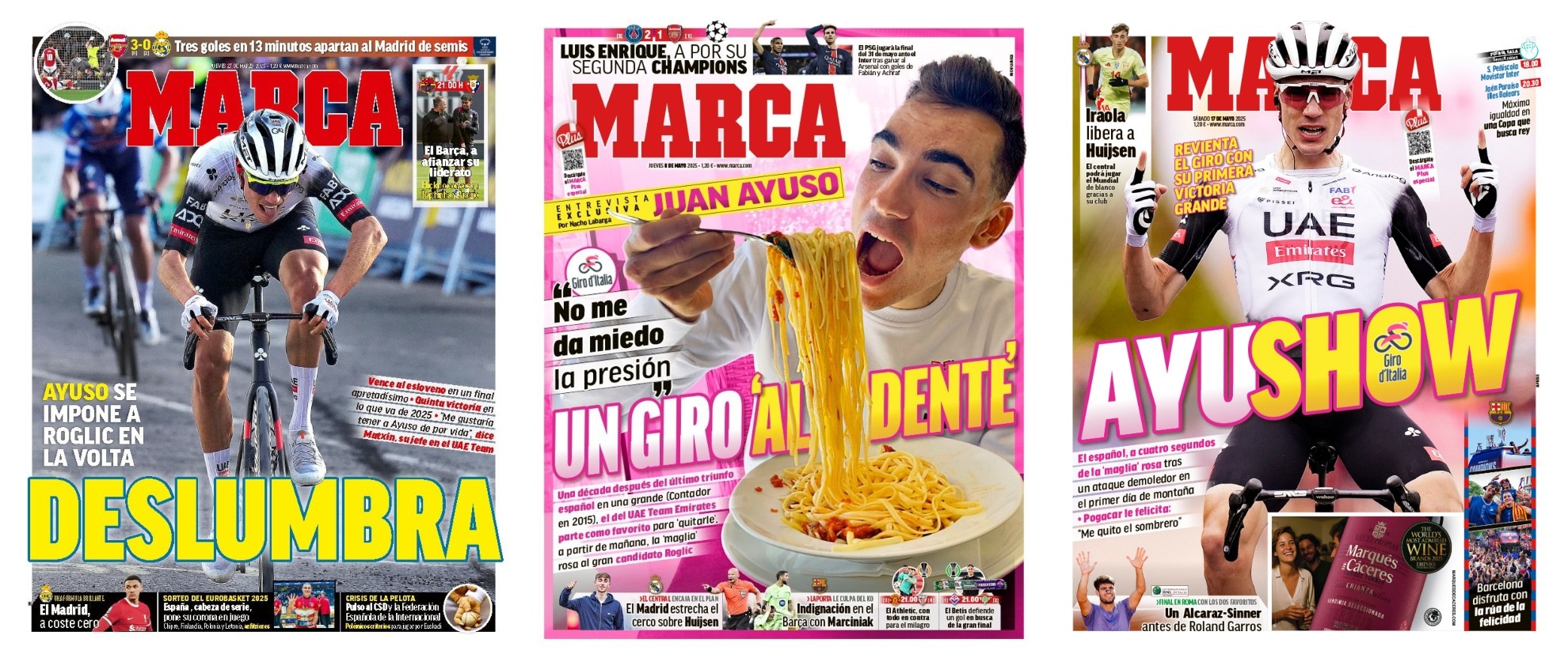 Las tres portadas de Ayuso en los últimos 52 días.