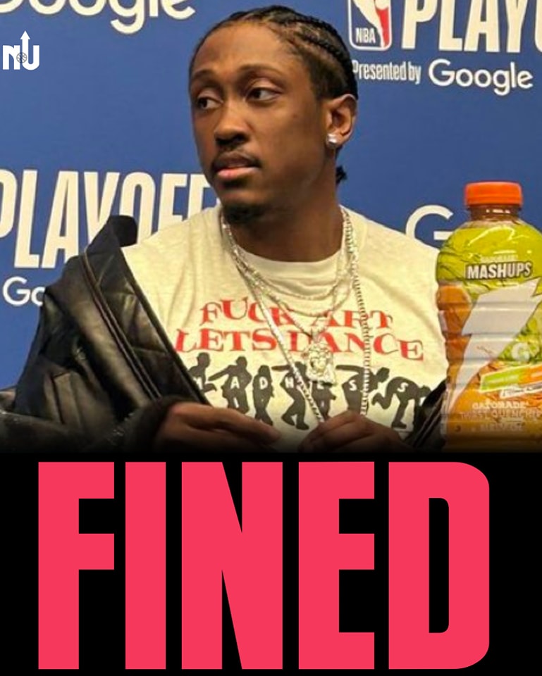 Jalen Williams, during his appearance before the press with the controversial message in his shirt.