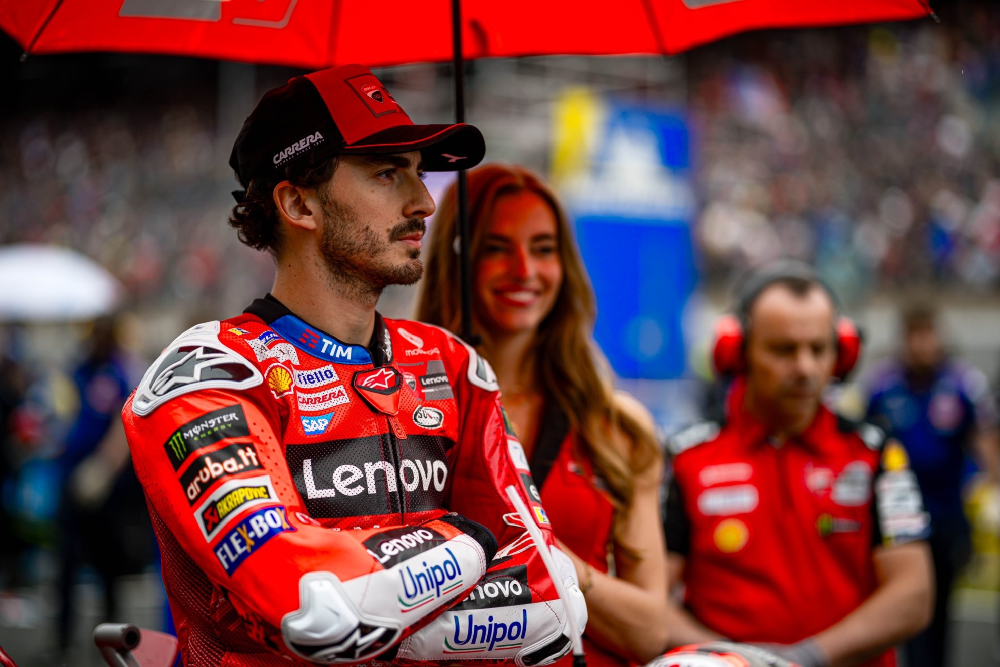Pecco Bagnaia, en la parrilla de Le Mans.