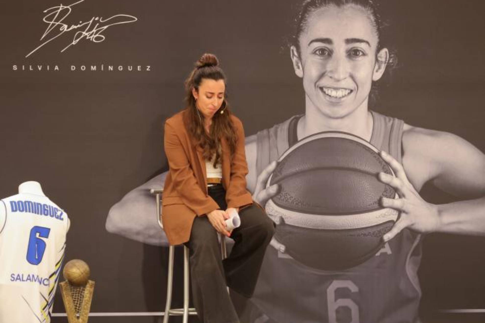 Silvia Domínguez, during the act in which she announced her withdrawal.