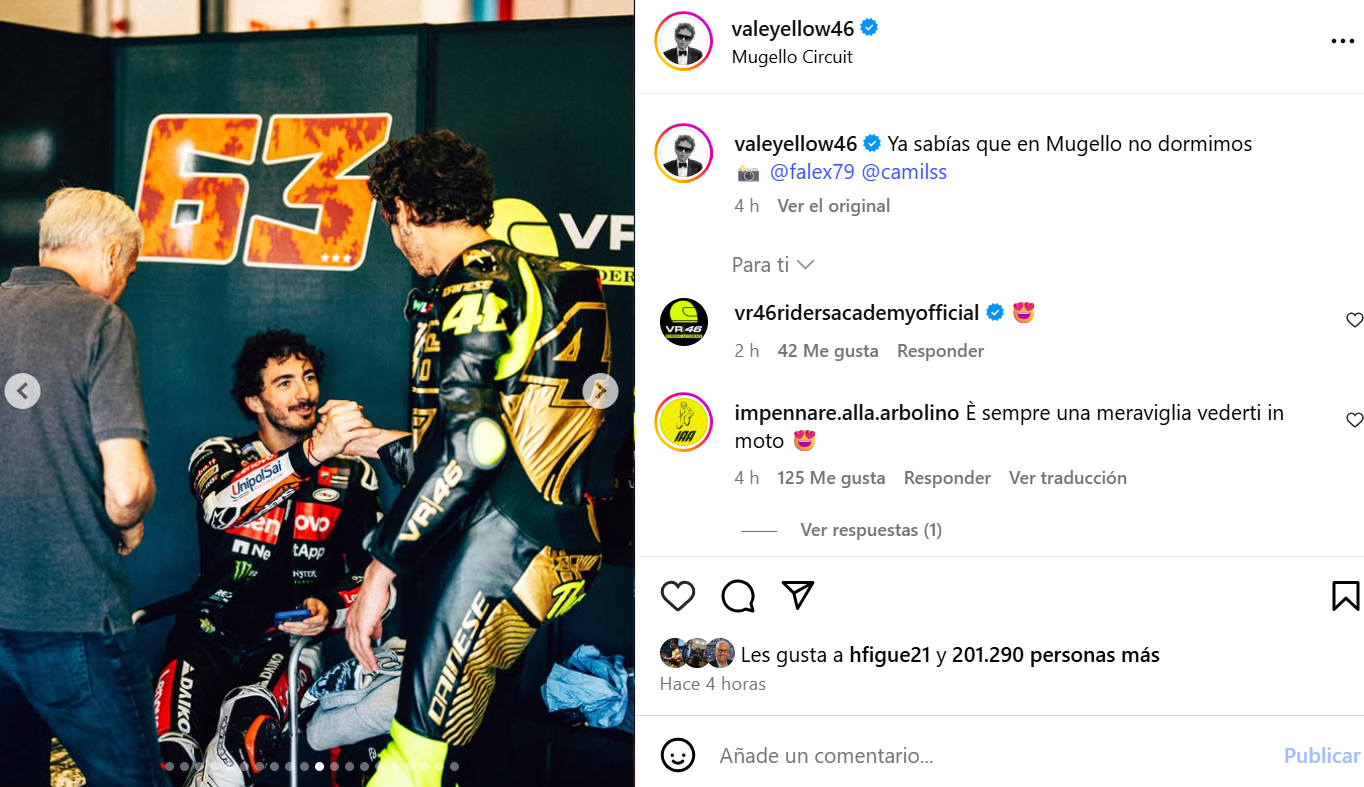 Rossi y Bagnaia, en Mugello.