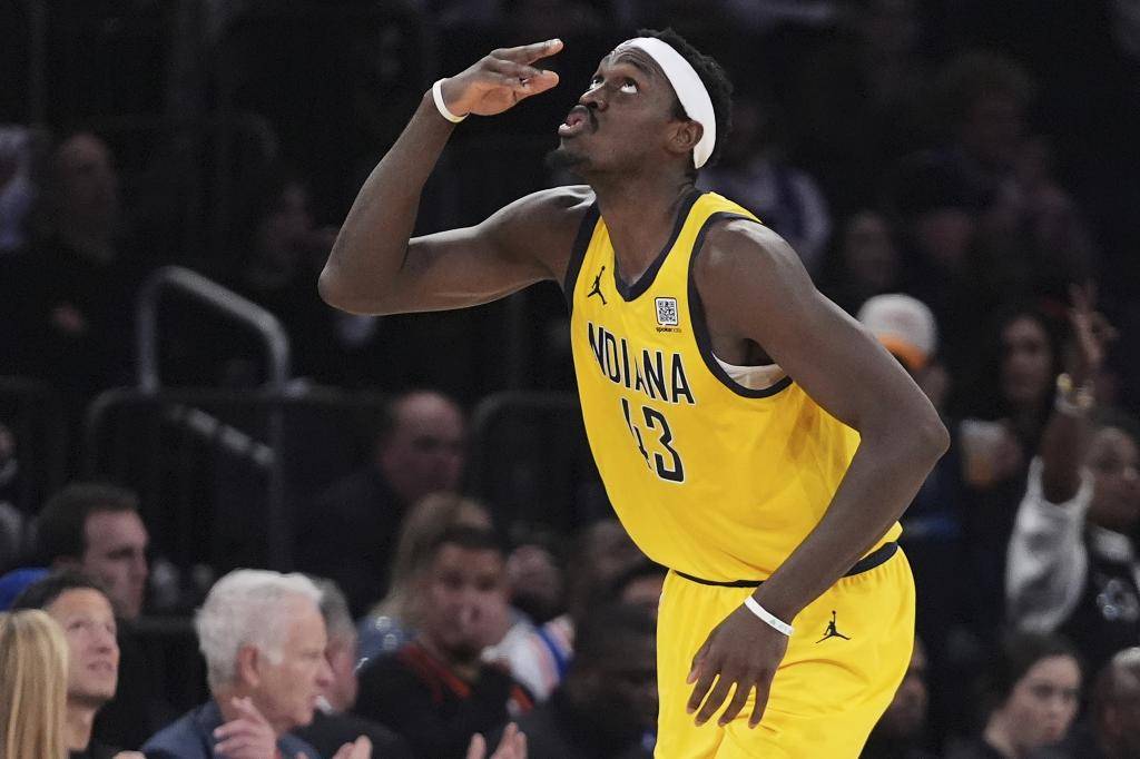 Pascal Siakam, after scoring a basket in the second game of the series against the Knicks.