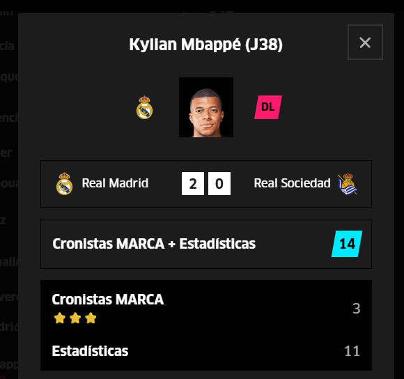 Mbappé ha sumado 76 puntos en las últimas cinco jornadas.