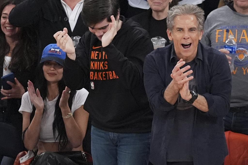 Ben Stiller, actor and film director, euphoric during the triumph of the Knicks.