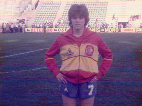 Milagros Esteban, en un partido de la selección española
