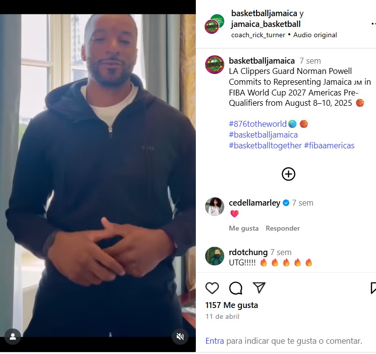 Norman Powell, clippers player, confirming his presence with Jamaica