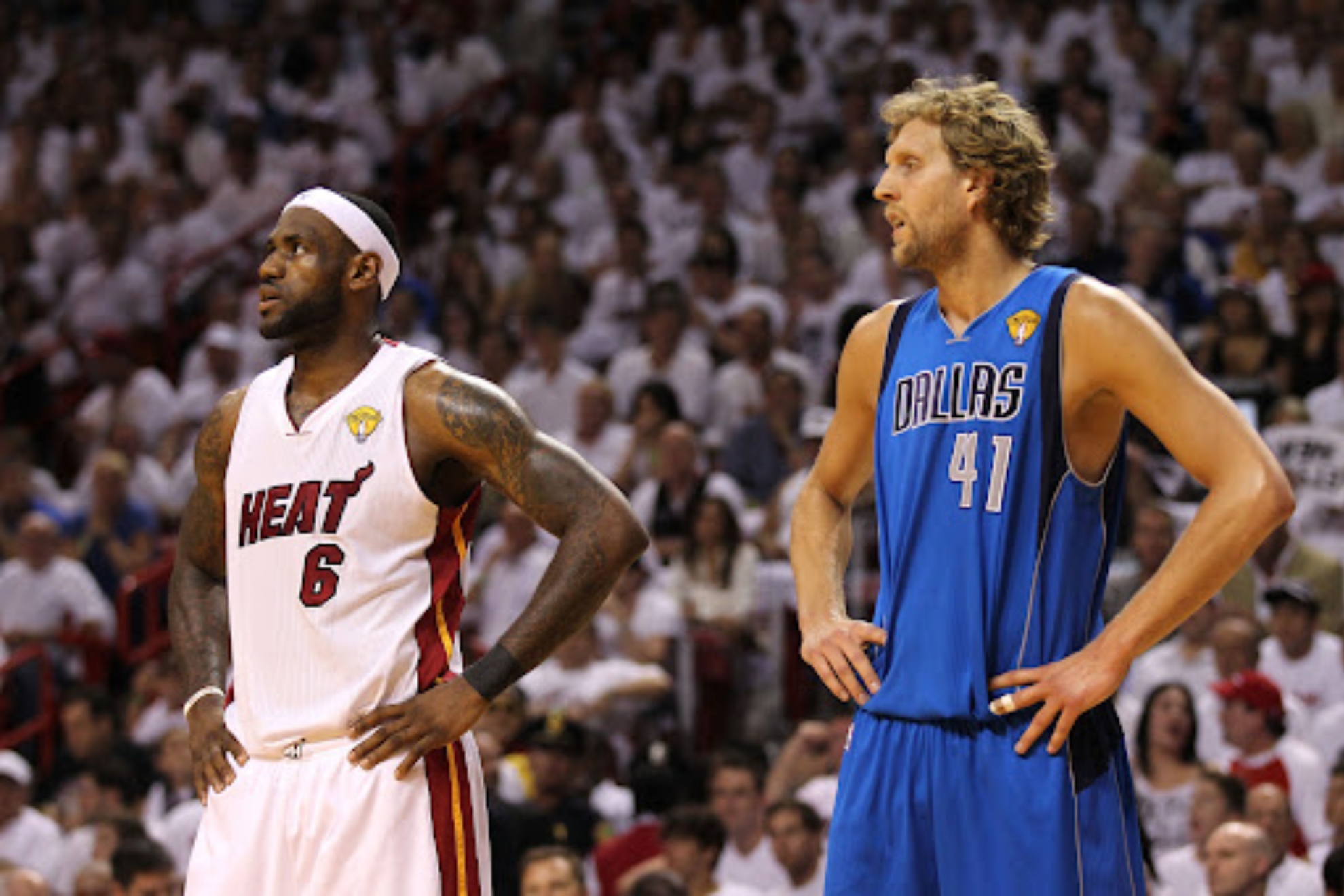 LeBron James and Drik Nowitzki in the finals of 2011
