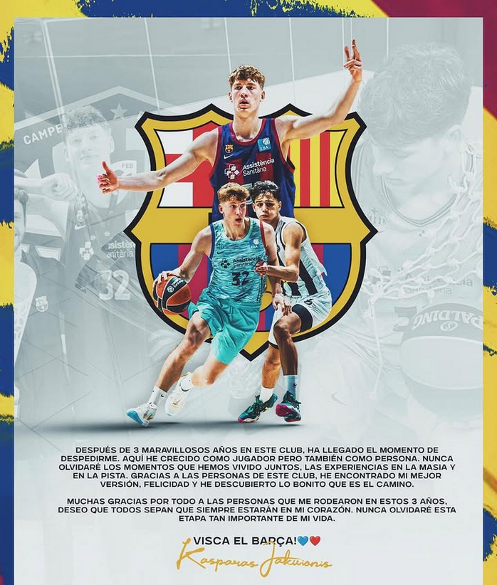 The farewell of Kasparas Jakucionis of the FC Barcelona