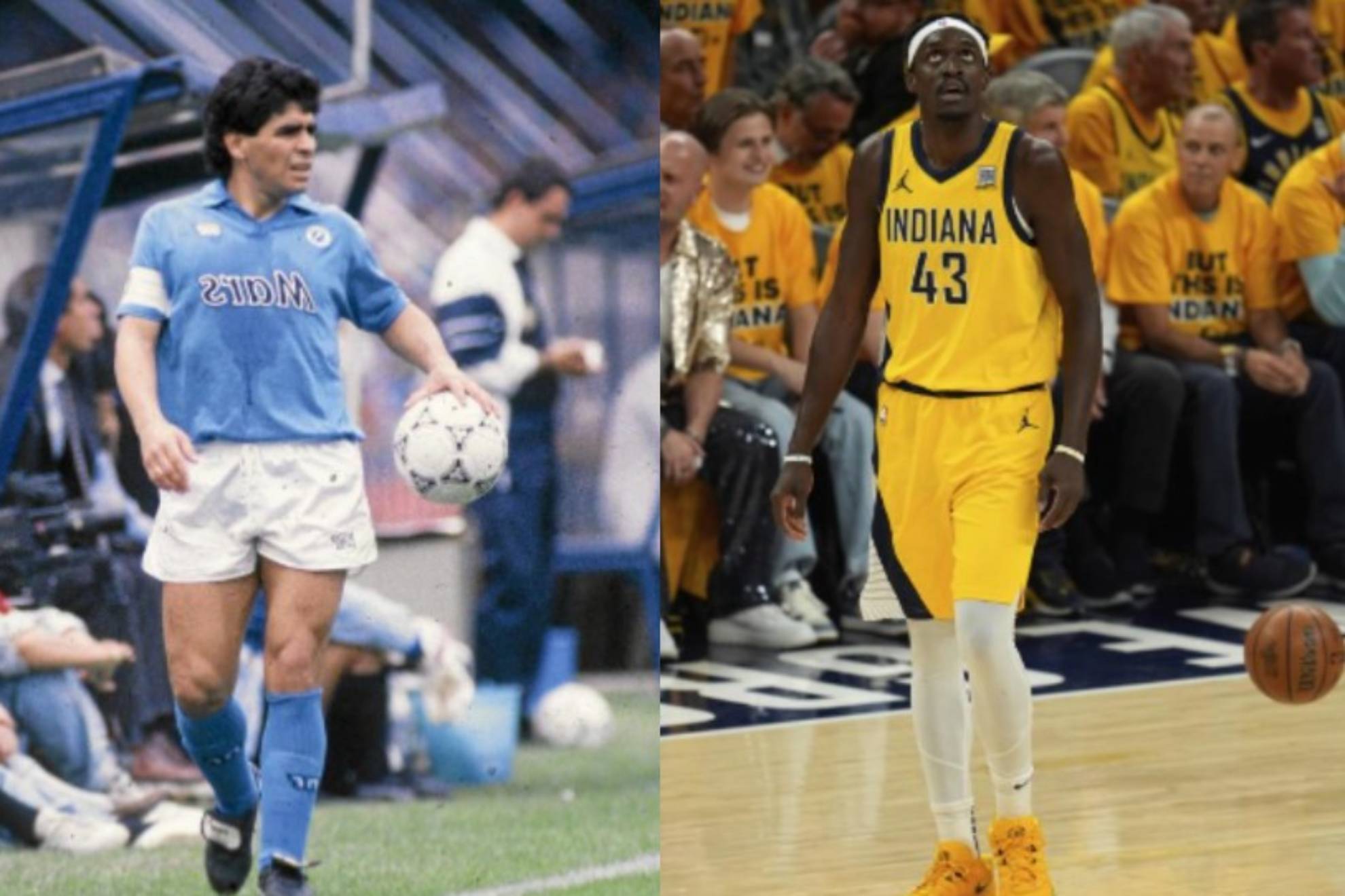 Diego Armando Maradona (Naples) et Pascal Siakam (Indiana Pacers).