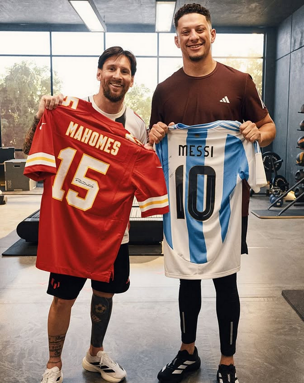 Leo Messi and Patrick Mahomes Meeting for Adidas