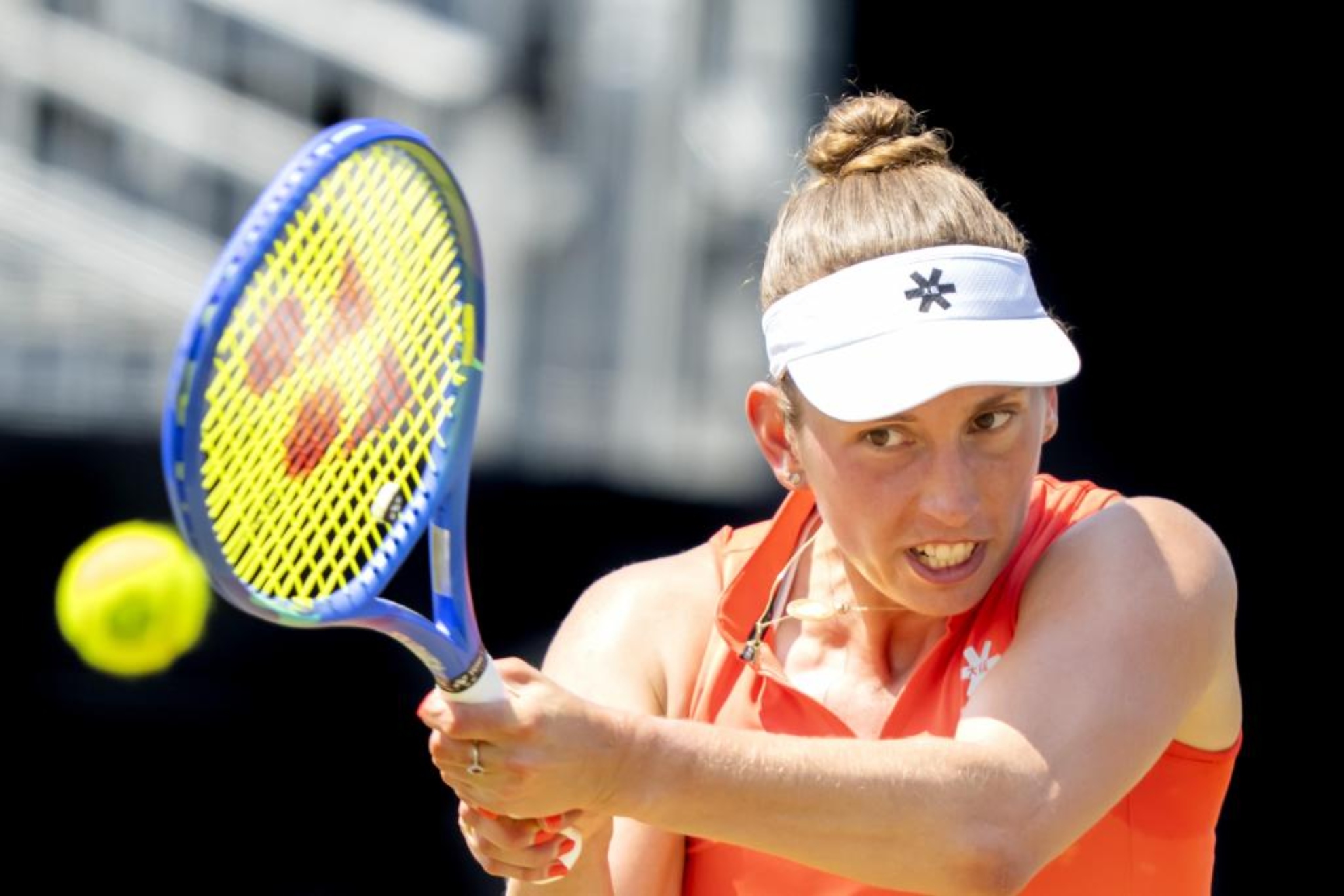 Elise Mertens, en acción en el torneo de Bolduque