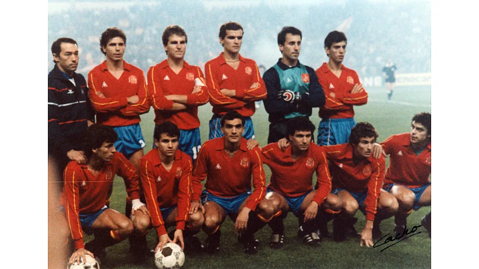 The eleven of Spain against Italy in the 1986 European