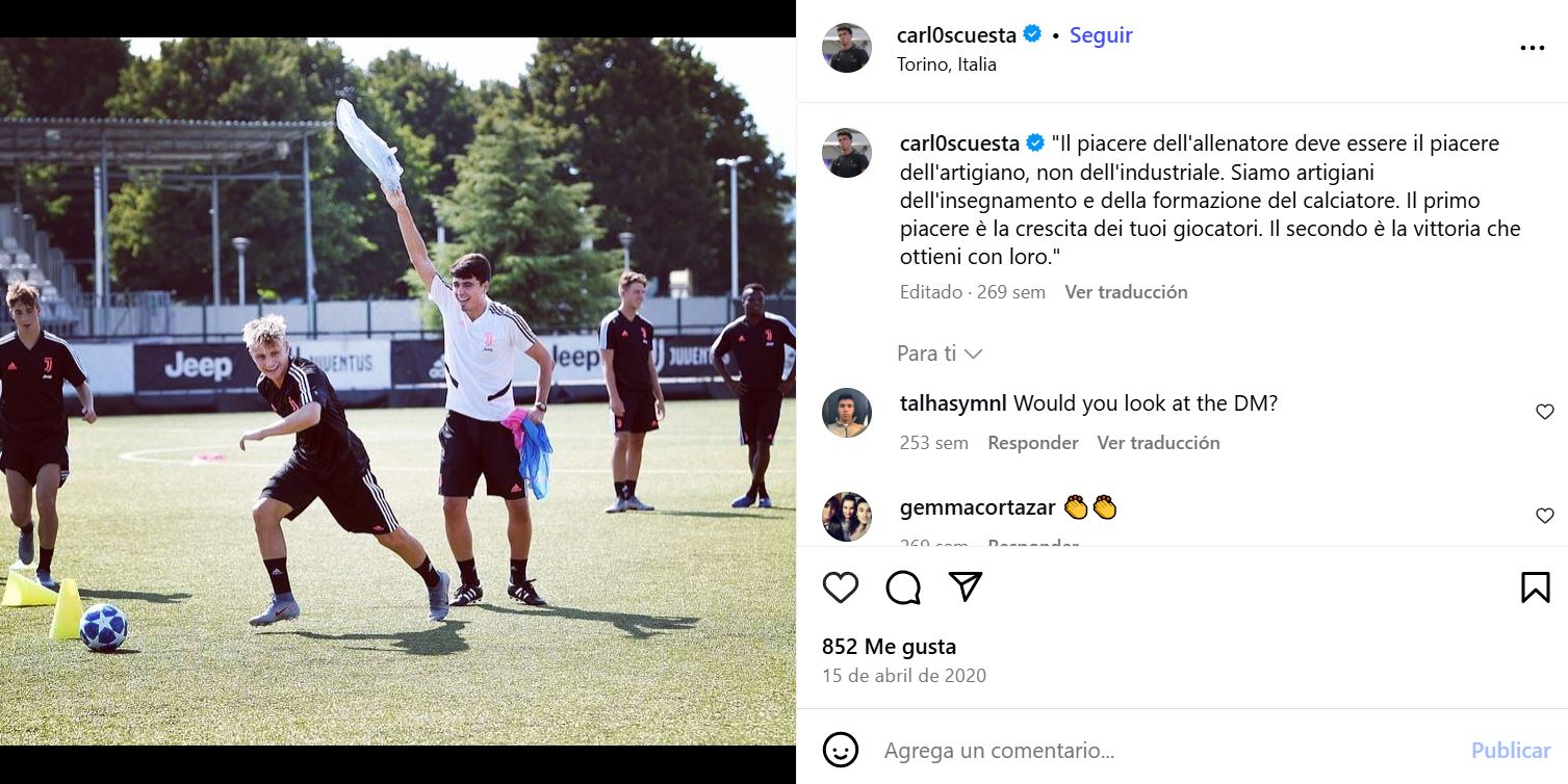 Carlos Cuesta, che attraversa la Juventus.