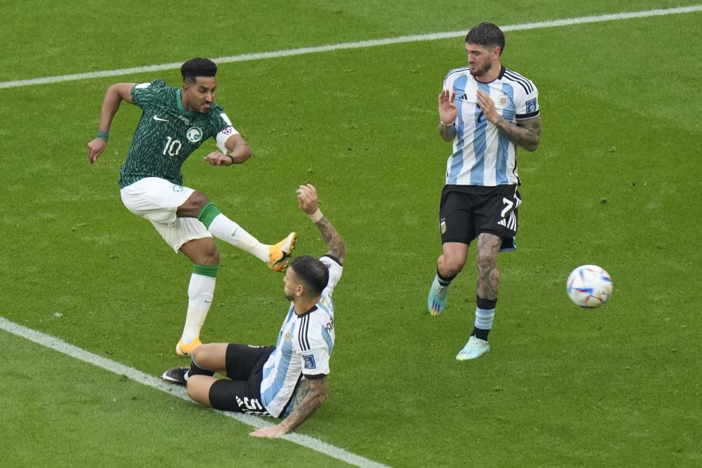 Al-Dawsari marks Arabia's second goal on Argentina in Qatar 2022. (Ap Photo/Luca Bruno)