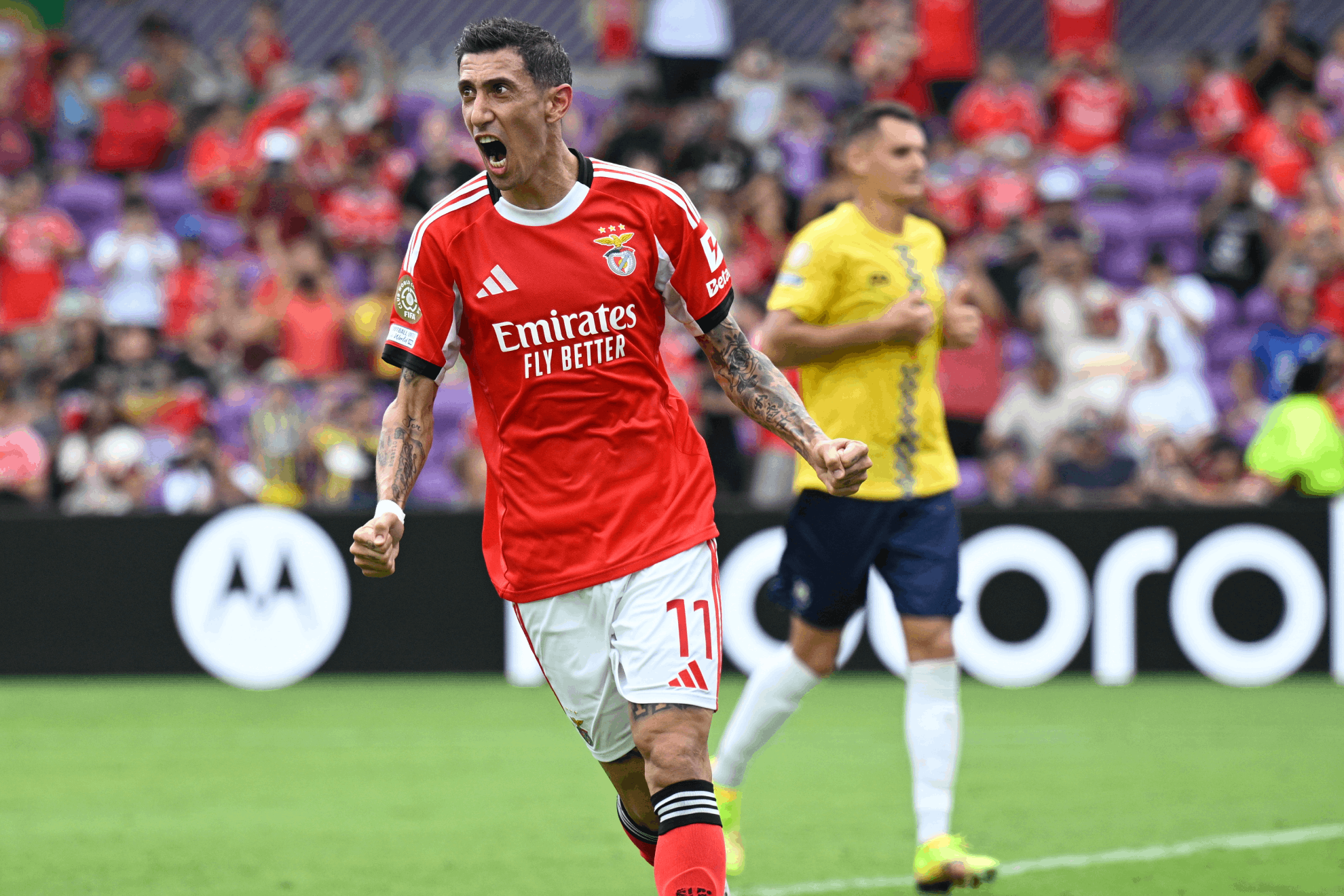 Benfica players in action during a match