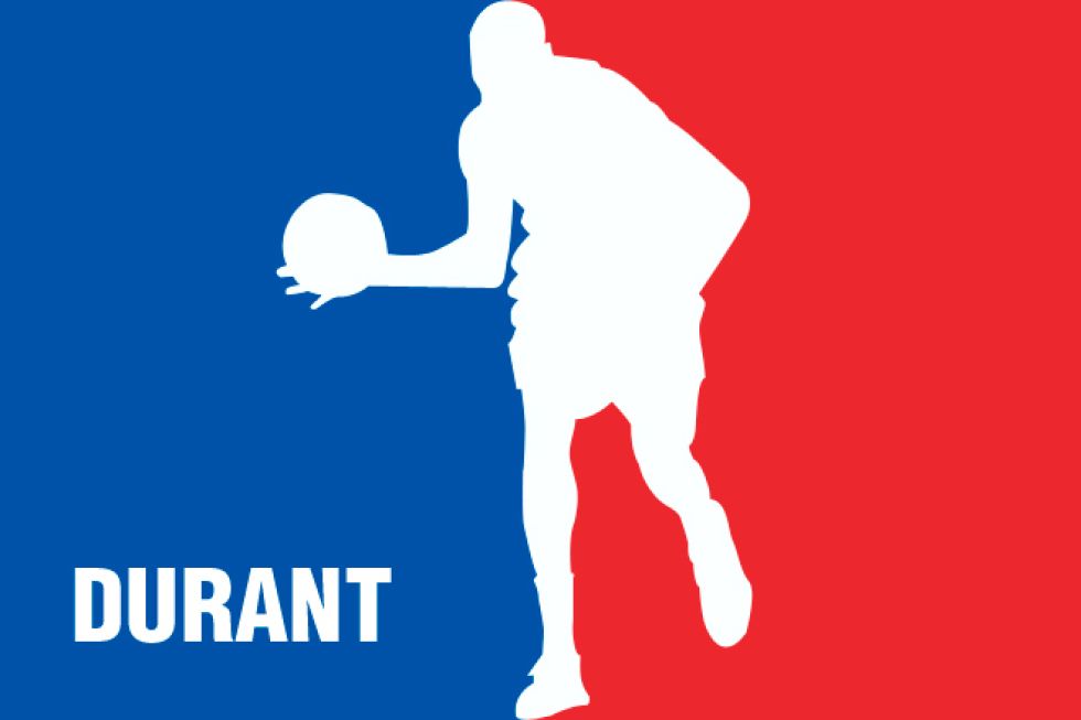 NBA logo, transformed with the figure of Durant.