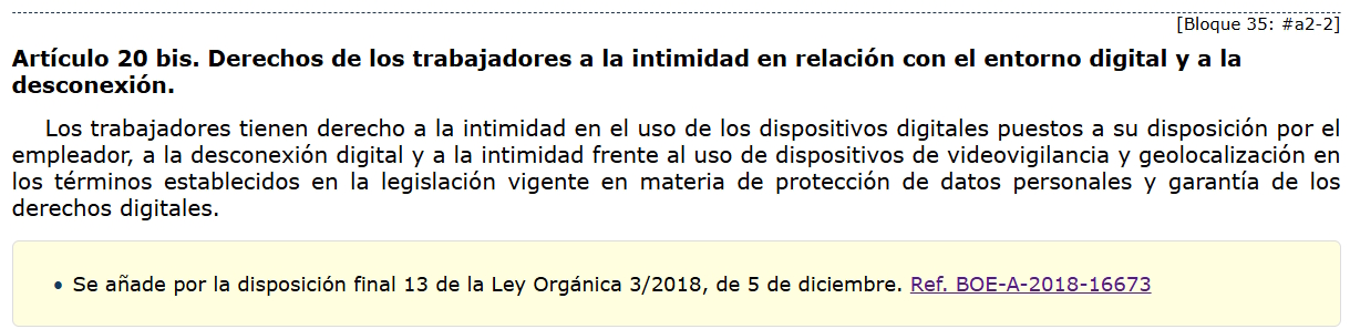 Article 20 of the Statute of Workers.