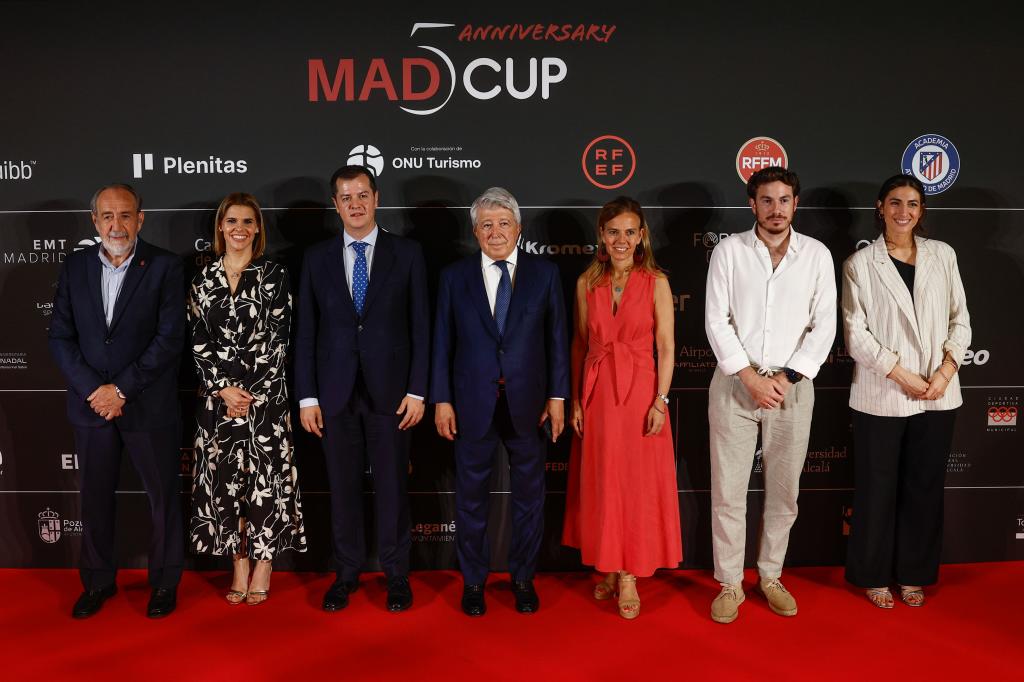 The president in Royal Football Federation of Madrid, Paco Díez; The mayor of Alcalá de Henares, Judith Piquet; the Minister of Culture, Tourism and Sports of the Community of Madrid, Luis Martín; The president of Atlético de Madrid, Enrique Cerezo, and the Councilor for Tourism of the City of Madrid, Almudena Maillo, among others, attend this Monday, the celebration party of the V Anniversary of Madcup Madrid, at the Riyadh Air Metropolitano in Madrid.